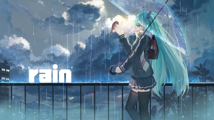 Hatsune Miku in the Rain 4K
