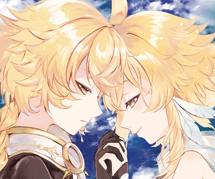 Aether and Lumine from Genshin Impact