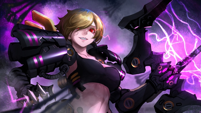 Anime Cyborg Girl with Mechanical Arms 4K