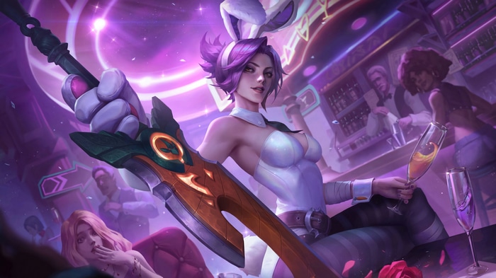 Riven in a Bunny Outfit Holding a Weapon
