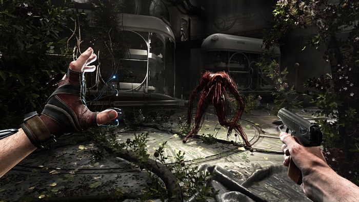 Atomic Heart: Player confronts a monster