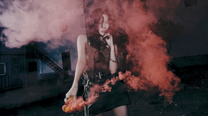 Seulgi with red smoke bombs
