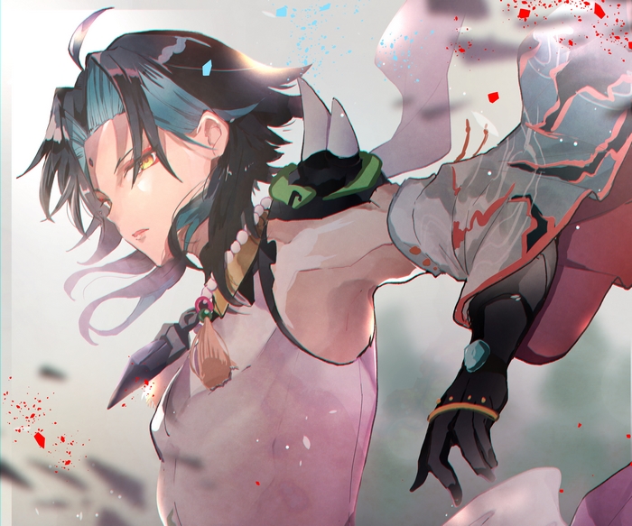 Xiao from Genshin Impact in Intense Action