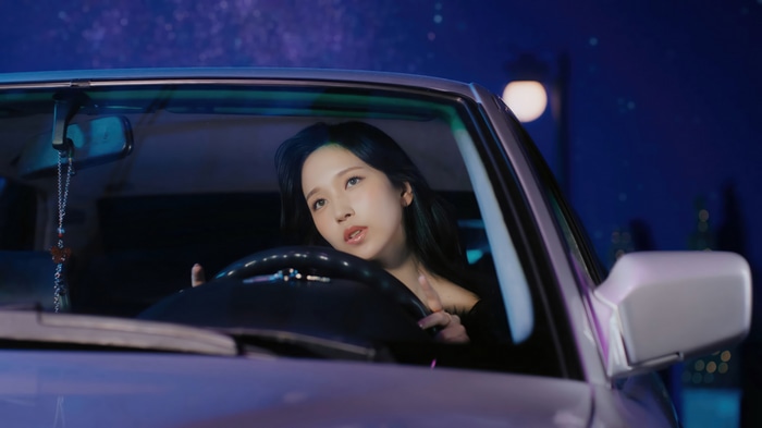TWICE Mina driving a car at night