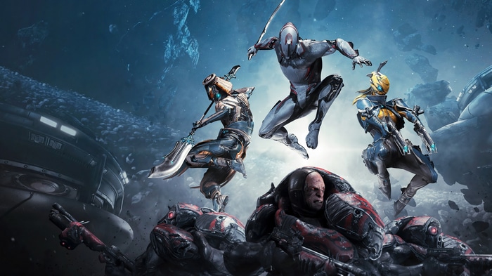 Warframe characters in space combat