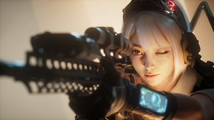 Sci-Fi Girl with Sniper Rifle 4K