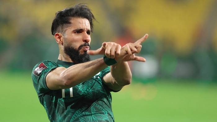 Football player celebrating a goal
