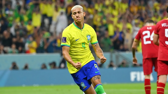 Richarlison of Brazil celebrates a goal