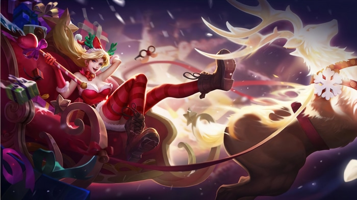 Christmas Girl in Sleigh with Reindeer 4K