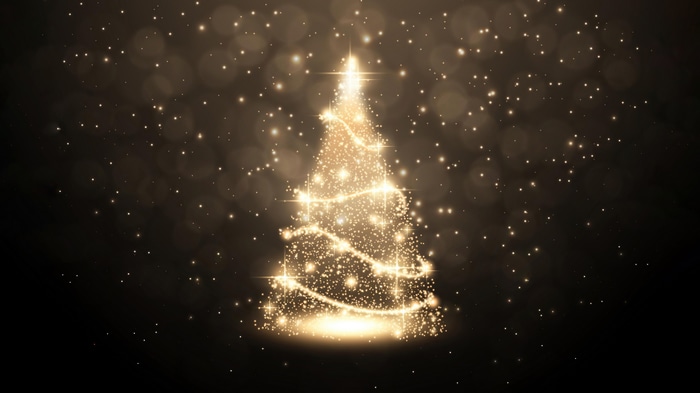 Sparkling Christmas Tree with Lights and Snow