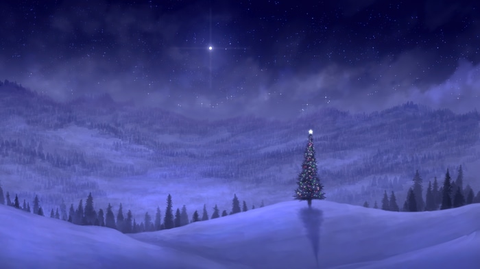 Christmas Tree Under a Starry Night Sky 4K
