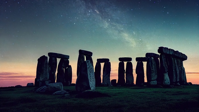 Stonehenge under a starry night sky
