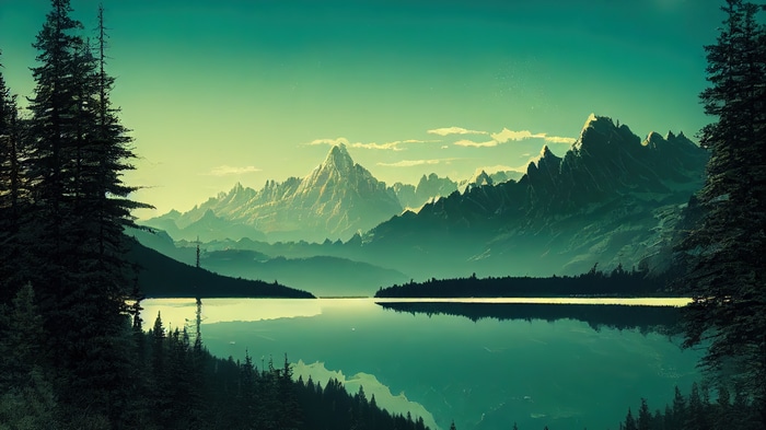 Mountain Lake Reflection Nature Scenery 4K