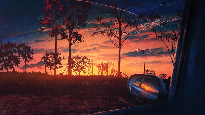 Anime Sunset Scenery 4K