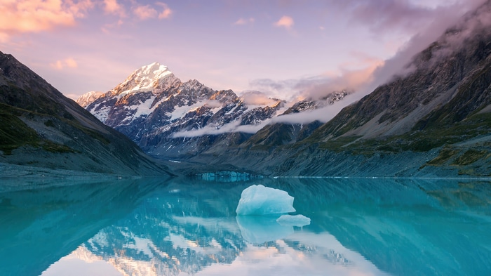Mount Cook and Hooker Lake reflection 4K
