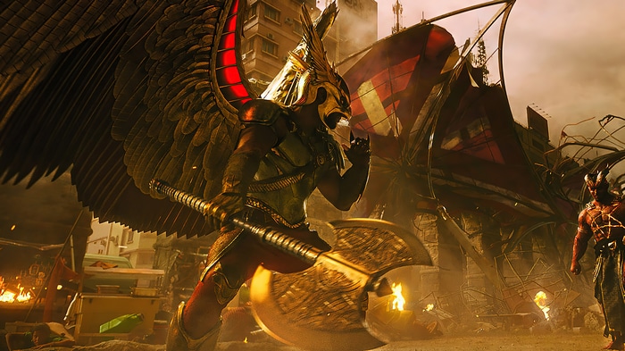 Hawkman with an axe in Black Adam 4K