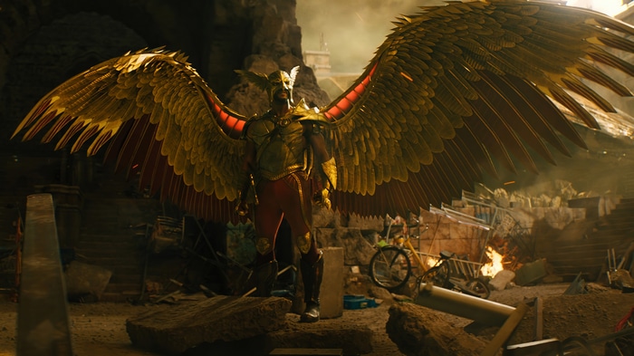 Hawkman with golden wings in 4K