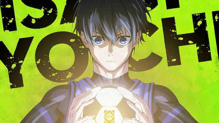 Yoichi Isagi from Blue Lock holding a soccer ball