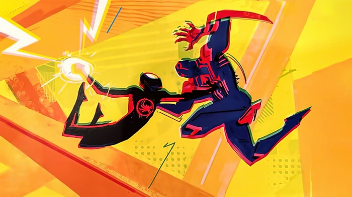 Spider-Man 2099 and Miles Morales in Spider-Man: Across the Spider-Verse 4K