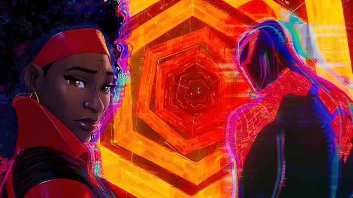 Spider-Woman and Spider-Man 2099 in Spider-Man: Across the Spider-Verse 4K