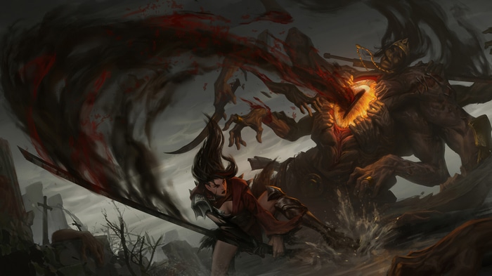 Warrior Girl Battles Monster in Fantasy 4K