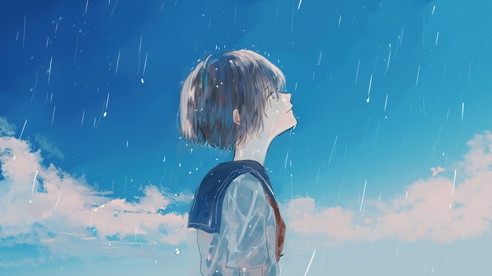Anime Girl in the Rain 4K