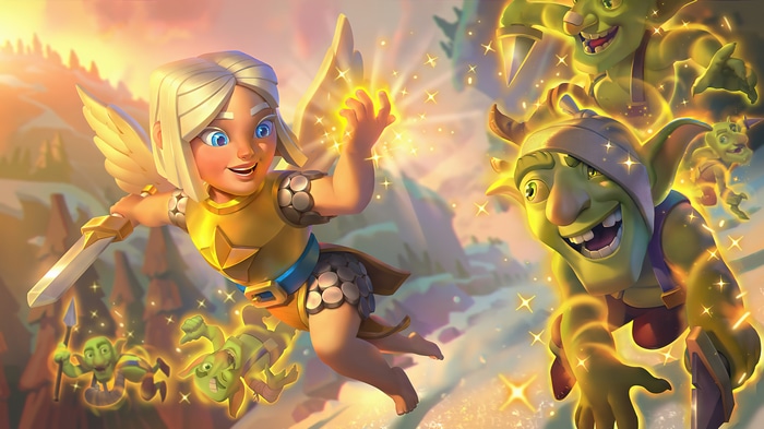 Clash Royale: Angelic figure and goblins in sunlight
