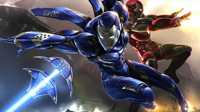 Iron Man suits in action
