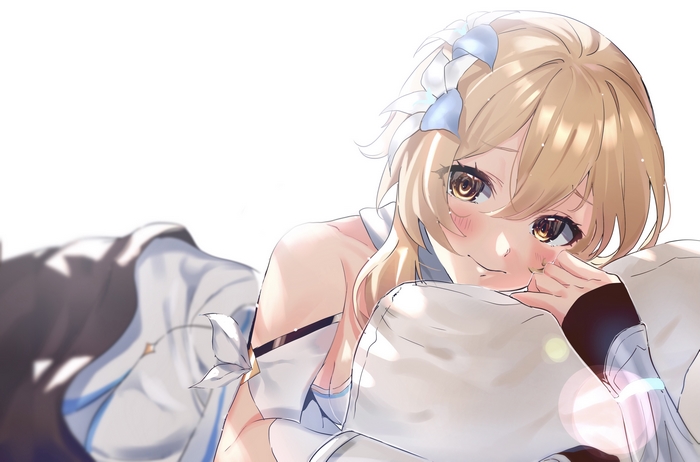 Lumine from Genshin Impact resting