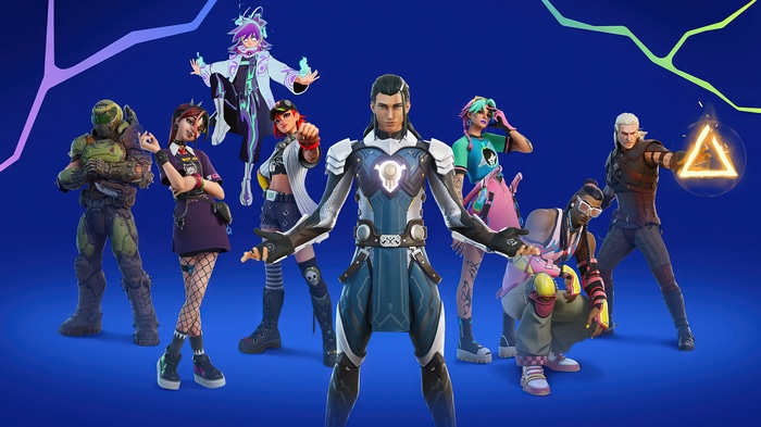 Fortnite characters with Doom Slayer and Geralt