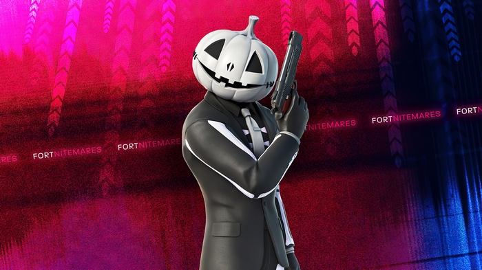 Fortnite 4K Jack O'Lantern character with gun