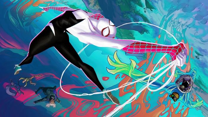 Spider-Gwen and allies in Fortnite 4K