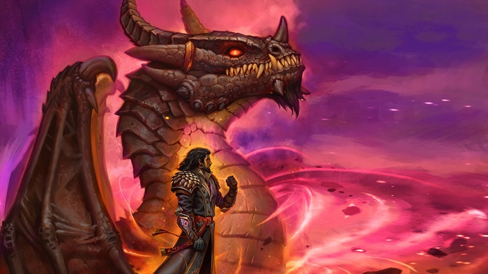 Wrathion and a Dragon in World of Warcraft: Dragonflight 4K
