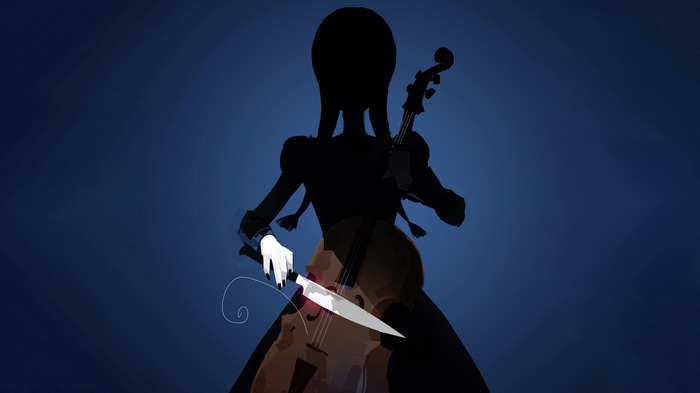 Wednesday Addams Playing Cello with Knife 4K