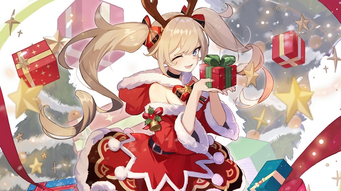 Barbara in Christmas Outfit with Gifts 4K