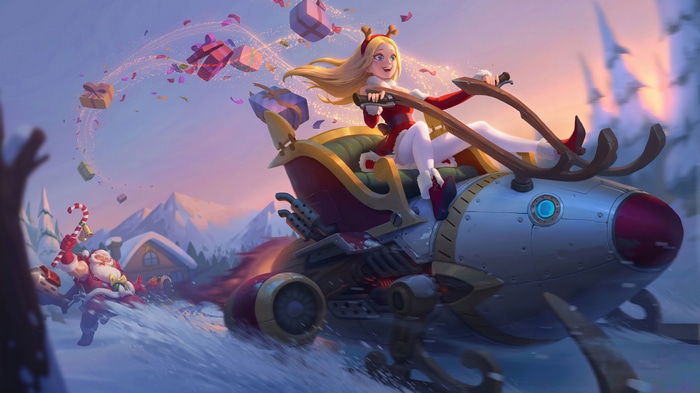 Lux in a Christmas Sleigh with Santa Claus