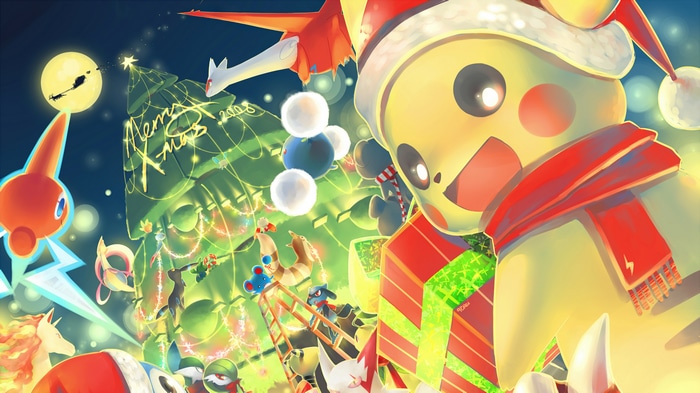 Pokemon Christmas Tree with Pikachu and Gifts 4K