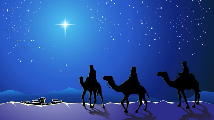 Three Wise Men following the Star of Bethlehem 4K