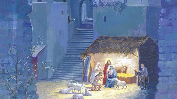Nativity Scene with Shepherds and Animals