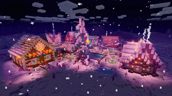 Minecraft Christmas Village in Snow