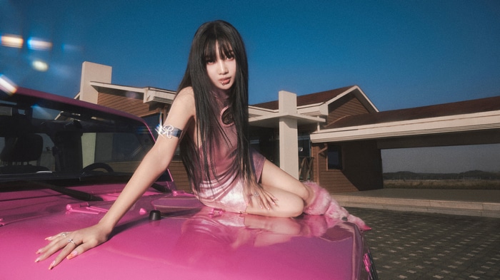 Joy from Red Velvet on a pink car