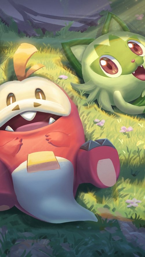 Fuecoco and Sprigatito from Pokemon Scarlet and Violet