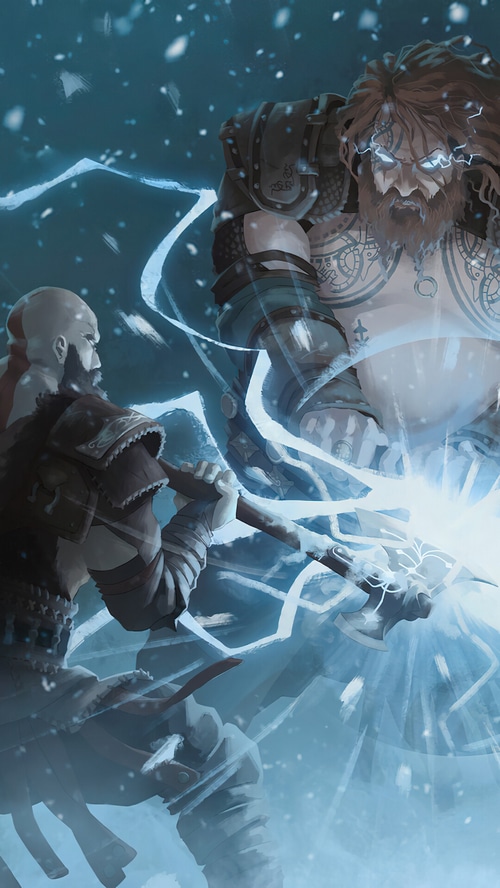Kratos and Thor in God of War Ragnarok