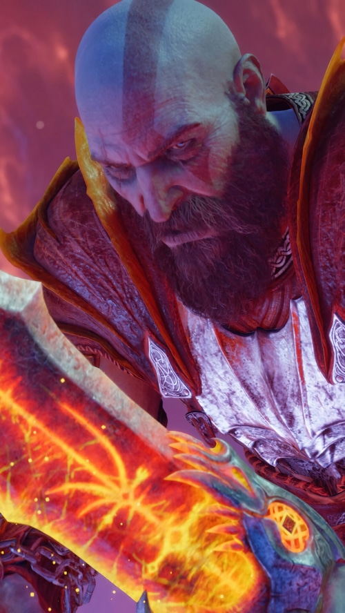 Kratos with Blades of Chaos in God of War Ragnarok