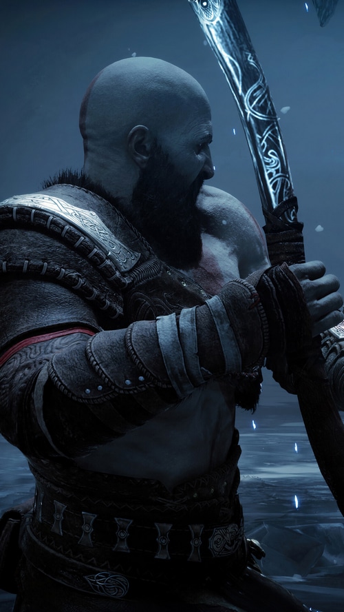 Kratos with Leviathan Axe in God of War Ragnarok