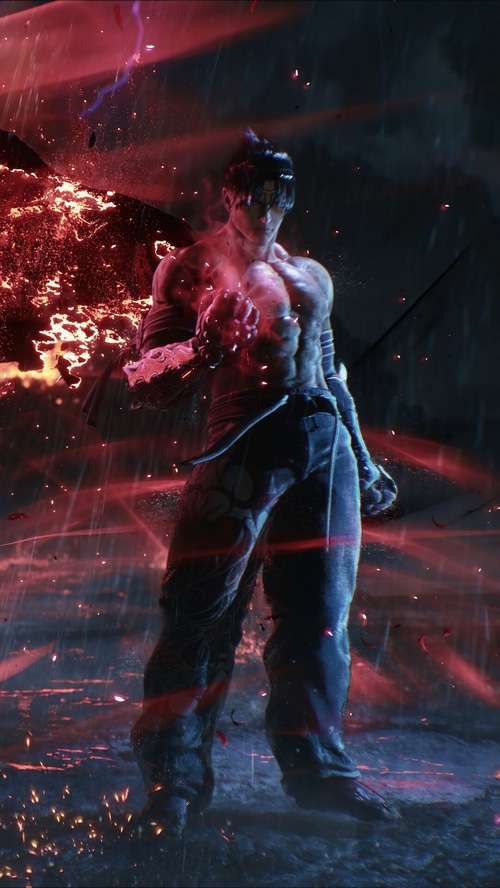 Devil Jin from Tekken 8 in a fiery stance