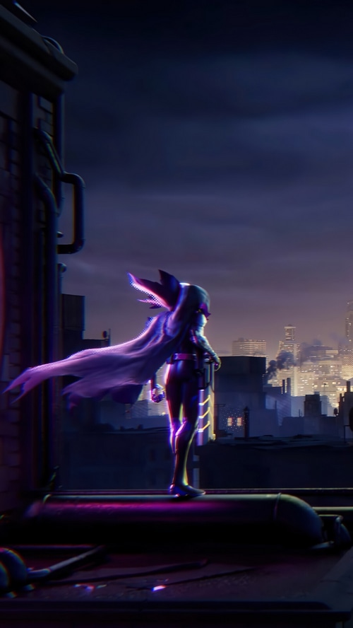 Jhin from League of Legends on a rooftop