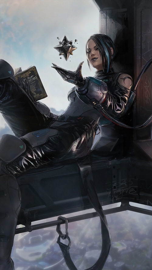 Catalyst from Apex Legends reading a book
