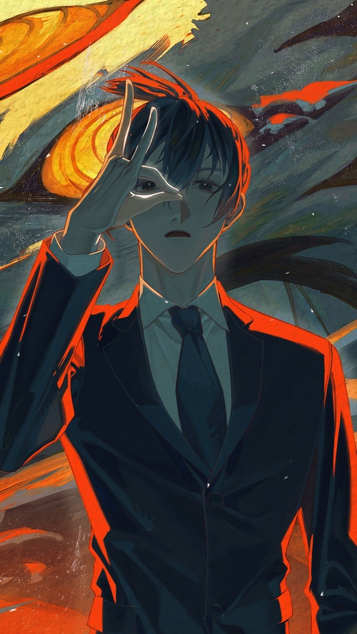 Aki Hayakawa from Chainsaw Man in a Suit
