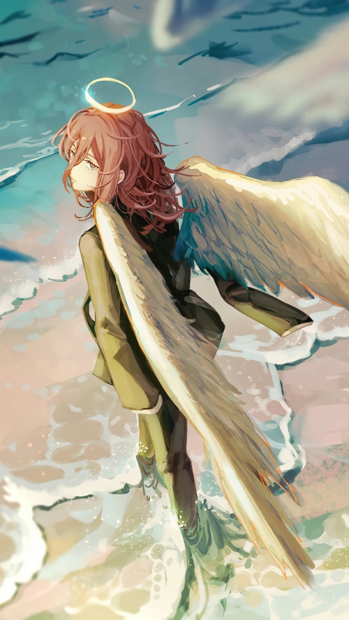 Angel Devil from Chainsaw Man on a beach